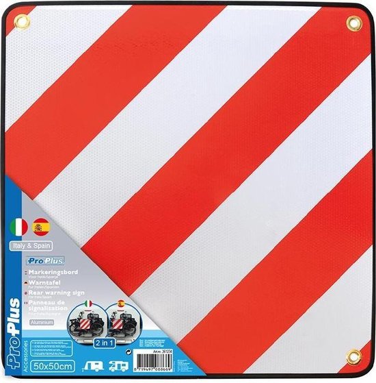 ProPlus Markeringsbord - Aluminium - Reflecterend - Geschikt voor Italië en Spanje - 50 x 50 cm van ProPlus — afbeelding 4