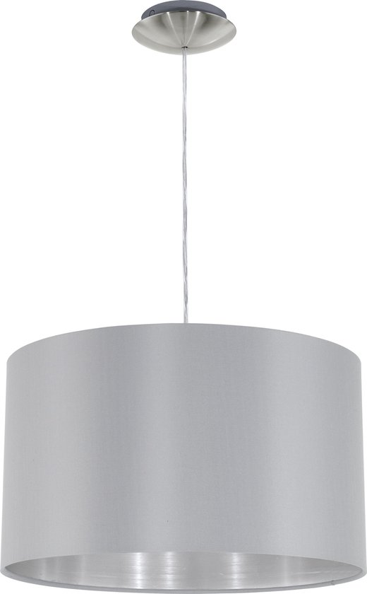 EGLO Maserlo - Hanglamp - 1 Lichts - Ø38 cm - Stof - Grijs, Zilver