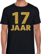 17 jaar goud glitter verjaardag t-shirt zwart heren - verjaardag shirts M