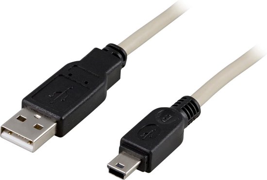 DELTACO USB-23, USB 2.0 Cable A/B-mini, USB A - Mini-USB B,  Mannelijk/Mannelijk... | bol.com
