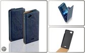 Vintage Flip Case Leder Cover Hoesje Sony Xperia J Navy