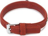 Beeztees leren halsband Buffalo Strass. Rood. 35 cm x 17 mm.