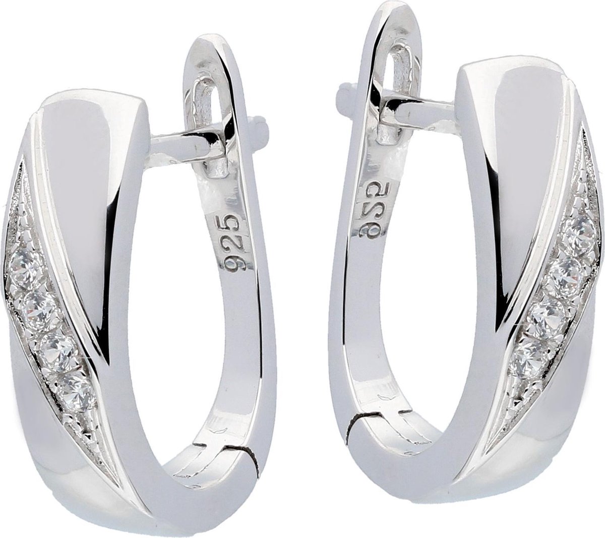 Klapoorringen Elegance CZ 925 Rd
