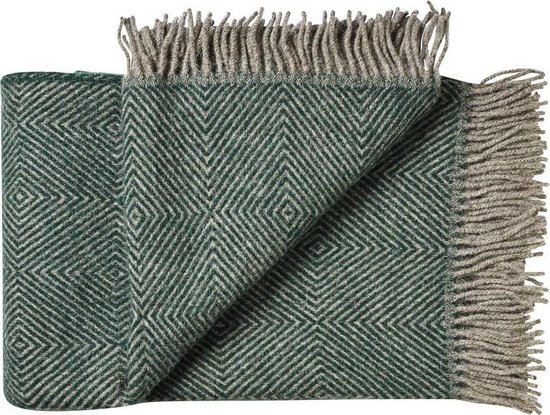 Plaid groen wol visgraat, maat ook als deken voor eenpersoonsbed | bol.com