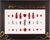 Face & Body Jewels Glitter sticker( Carnaval ): rood/ zirkonia