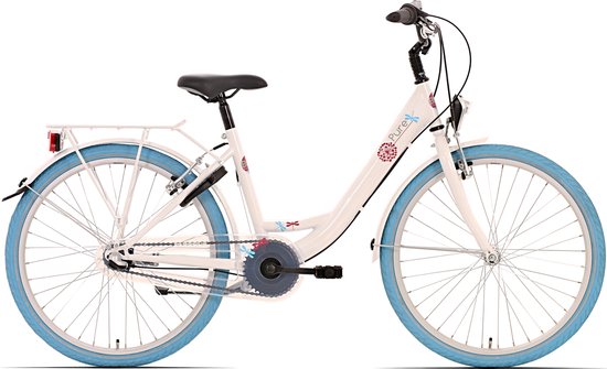 Product Verlichten Cerebrum Kinderfiets Bike Fun Pure meisjes 24 inch nexus 3 wit met blauwe banden |  bol.com