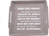 Houten Dienblad 31cm - ''Regels voor Vandaag'' - Kleur Taupe