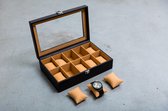 Horloge Box - Horloge Doos – Bruin - 10 horloges – Brown Watch box – Leuk cadeau voor opa papa mama vriend vriendin - Kerst - Vaderdag - Valentijn