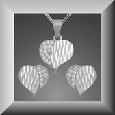 Flonkerende set met Cubic Zirkonia, model hart, van 925 zilver