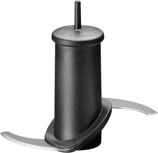Zwarte hakmolen mesjes van KitchenAid met een ronde houder.