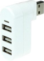 Draaibare 3 Poorts USB Hub / Switch / Splitter / Verdeler - Plug & Play - Wit