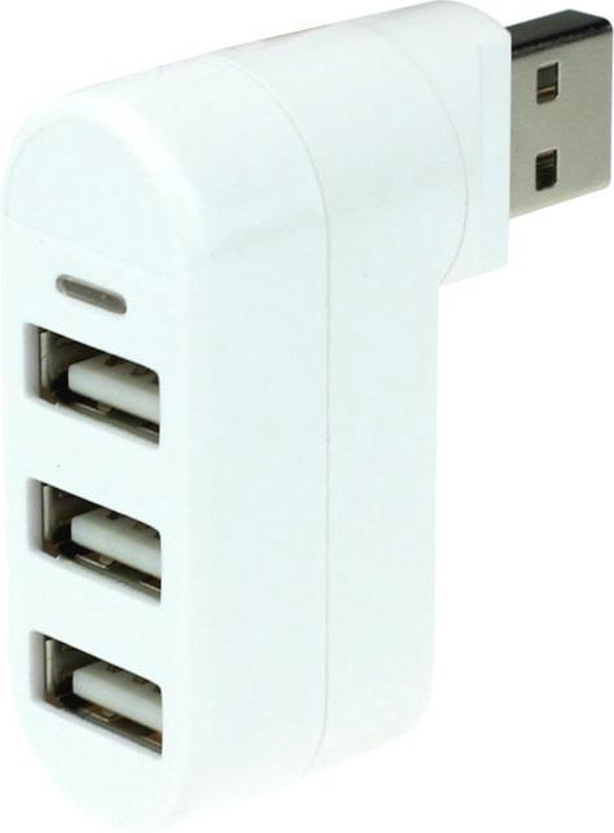 Draaibare 3 Poorts USB Hub / Switch / Splitter / Verdeler - Plug & Play - Wit - Merkloos