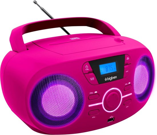 Vooruit Trend pensioen Bigben CD61 - Radio CD speler voor kinderen - USB – Roze | bol.com