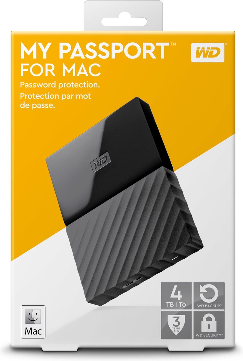 wd - my passport for mac 4tb external usb 3.0 portable hard drive - black and time machine