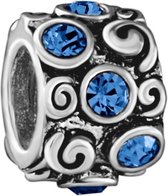 Quiges - 925 - Zilveren - Bedels -Sterling zilver - Beads - Blauwe Zirkonia Kraal Charm - Geschikt – voor - alle bekende merken - Armband Z519