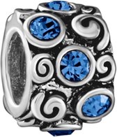 Quiges Bedel Bead - 925 Zilver - Blauwe Zirkonia Kraal Charm - Z519