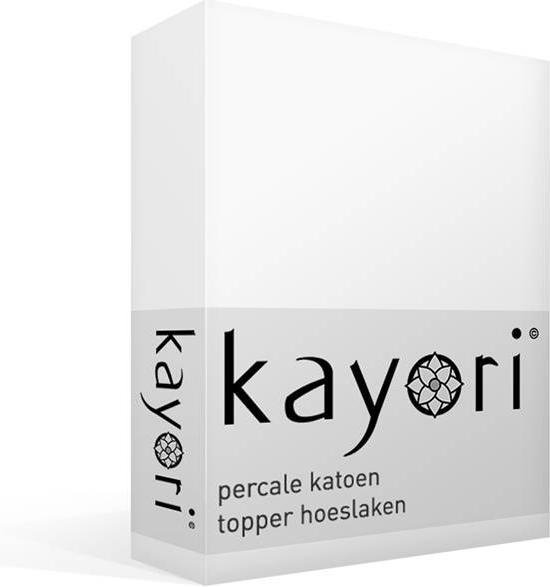 Kayori Shizu - Percale katoen - Topper - Hoeslaken - Tweepersoons - 160x210 cm - Wit