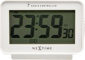 Wekker - NeXtime Easy Alarm Radio Controlled - Klok - Rechthoekig - 12,4x7,8 cm - Wit