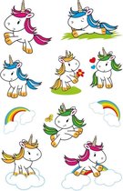 60x Eenhoorn fantasy dieren stickers met glitters - kinderstickers - stickervellen - knutselspullen