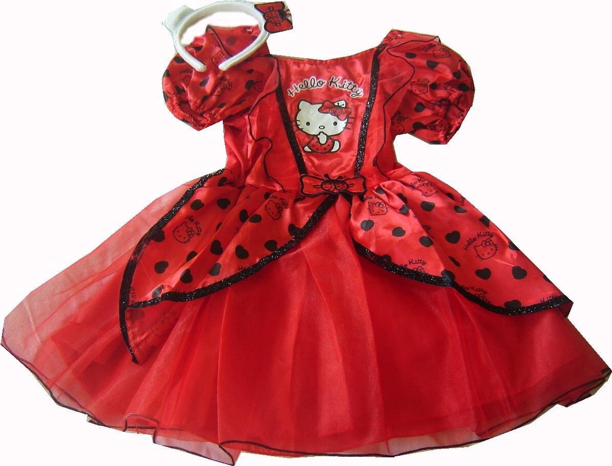 zeil Kwalificatie Sluipmoordenaar Rode verkleedjurk van Hello Kitty maat 92-110 | bol.com