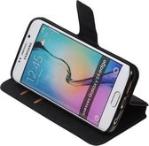 Zwart Samsung Galaxy S6 Edge TPU wallet case - telefoonhoesje - smartphone cover - beschermhoes - book case - booktype cover HM Book