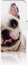 Geschikt voor Samsung Galaxy A40 Telefoonhoesje met Pasjes Franse Bulldog
