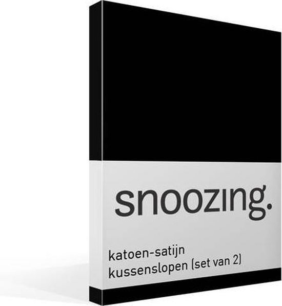Snoozing - Katoen-satijn - Kussenslopen - Set van 2 - 60x70 cm - Zwart