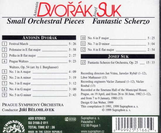 Prague Symphony Orchestra, Jiri Belohlavek - Small Orchestral Pieces (CD)