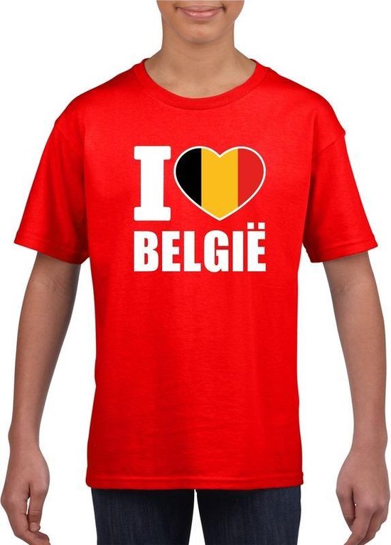 Rood I love Belgie shirt kinderen 158/164