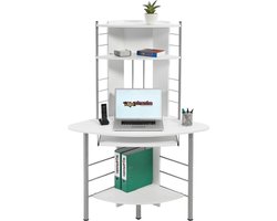 Piranha OSCAR Hoekbureau Wit Houtnerf – Compact Computerbureau & Opbergruimte