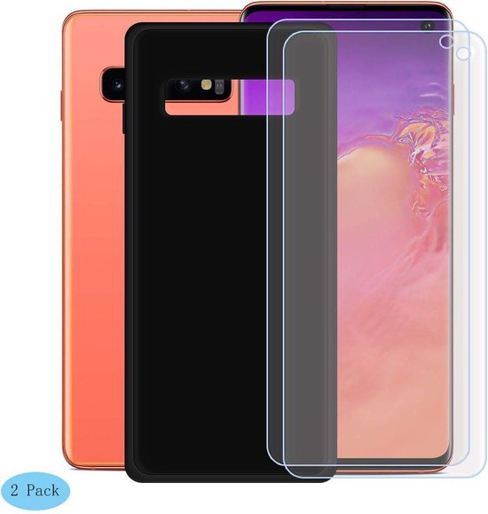 Telefoonhoes Geschikt voor: Samsung Galaxy S10E zwart TPU Siliconen Soft Case + 2X Tempered Glass Screenprotector