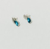 Fashionidea - Mooie zilverkleurige oorbellen met blauwe jade druppel steen
