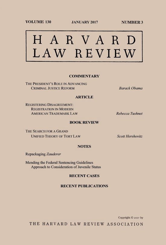 Harvard Law Review: Volume 130, Number 3 - January 2017 - cover