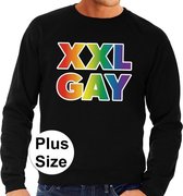Grote maten  XXL Gay regenboog sweater zwart voor heren 4XL