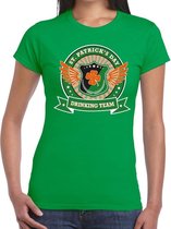 Groen St. Patricks day drinking team t-shirt dames XS