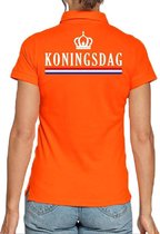 Koningsdag poloshirt / polo t-shirt met vlag en kroontje oranje voor dames - Koningsdag kleding/ shirts L