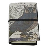 Notitieboek - Zachte kaft - Vintage Zwart met Uil - 7,5x5x2 cm - Sarana - Fairtrade India - Fairtrade