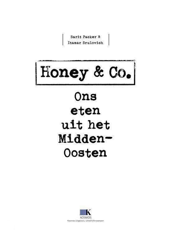 Zwarte tekst op een witte achtergrond met de titel "Honey & Co. Ons eten uit het Midden-Oosten"