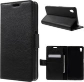 Litchi Cover wallet hoesje Sony Xperia Z5 zwart