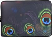 Laptop Sleeve met pauwenveren tot 15.4 inch – Zwart/Groen