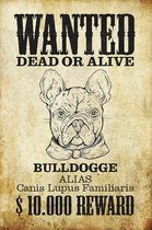 Wandbord - Wanted Dead Or Alinve BULL DOG -20x30cm-