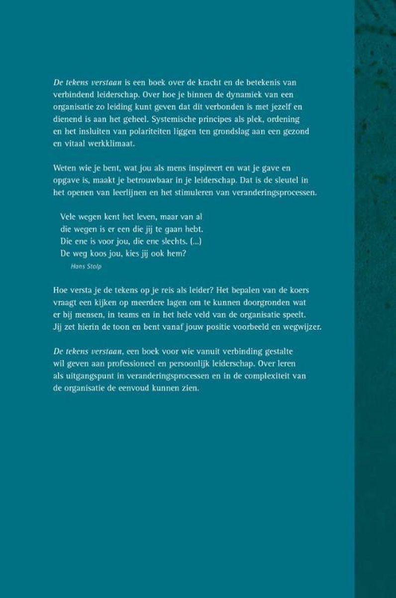De tekens verstaan - back cover