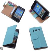 PU Leder Turquoise Hoesje Huawei Ascend Y300 Book/Wallet Case/Cover