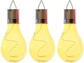 3x Buiten/tuin LED geel lampbolletje/peertje solar verlichting 14 cm - Tuinverlichting - Tuinlampen - Solarlampen zonne-energie