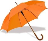 Oranje luxe paraplu met houten handvat in haakvorm 103 cm - Paraplu - Regen