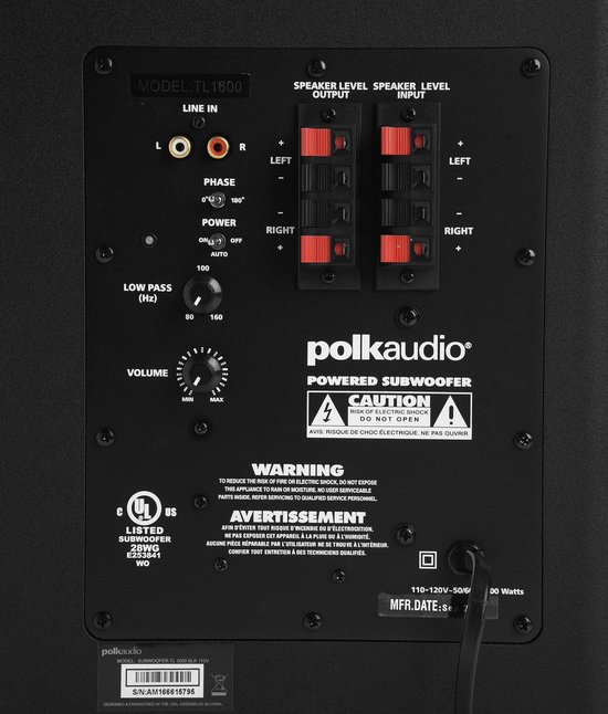 Polk Audio TL1600 - 5.1 speakerset met actieve subwoofer - Zwart