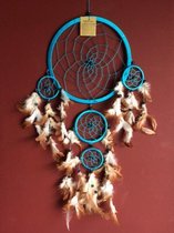 Dromenvanger / Dreamcatcher Ø22cm met kleintjes  - lichtblauw