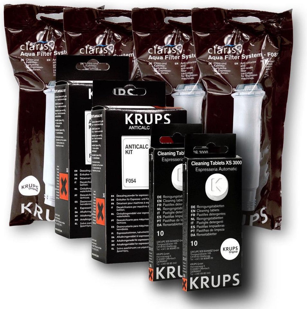 2X Filtre à eau Krups F088 - 1x Détartrant Krups F054 - 1X