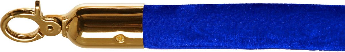 Afzetkoord - Sluiting: goud - Koord: blauw velours