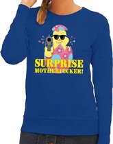 Foute paas sweater blauw surprise motherfucker voor dames S